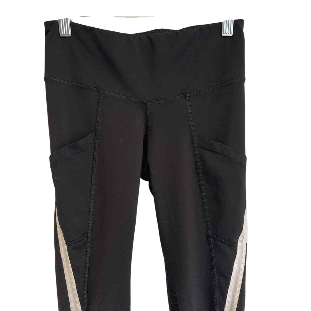 Champion‎ Duo Dry Black White Stripe Mesh Pocket Leggings Womens Small - Picture 3 of 6